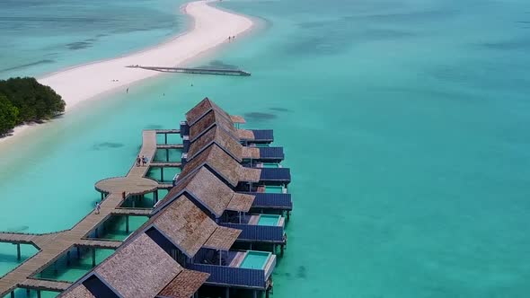 Aerial drone seascape of sea view beach break by blue water and sand background