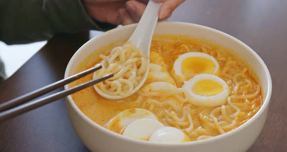 Having laksa at home