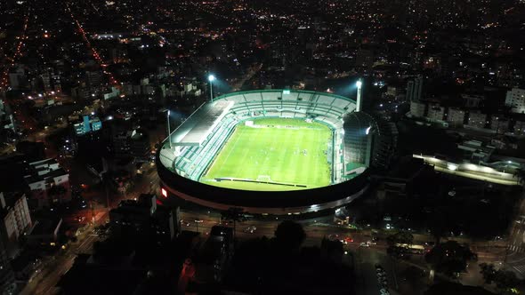 Night downtown Curitiba Brazil. Landmark of city. Capital of Parana state