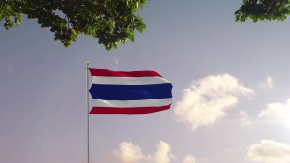 Thailand Flag With  Modern City 