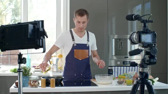 Chef Explaining Recipe on Cooking Vlog