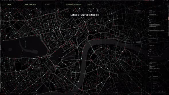 Tracking Vehicles On Modern City Map In High Tech Spy Analysis System Interface alt