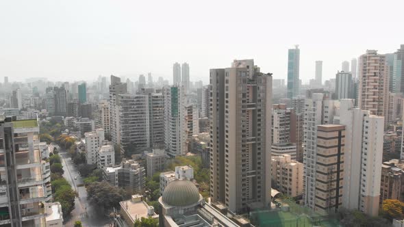 Lockdown Mumbai City Skyline Aerial Drone View