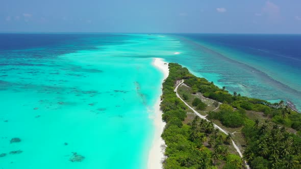 Aerial view texture of beautiful sea view beach trip by blue green sea and white sandy background of