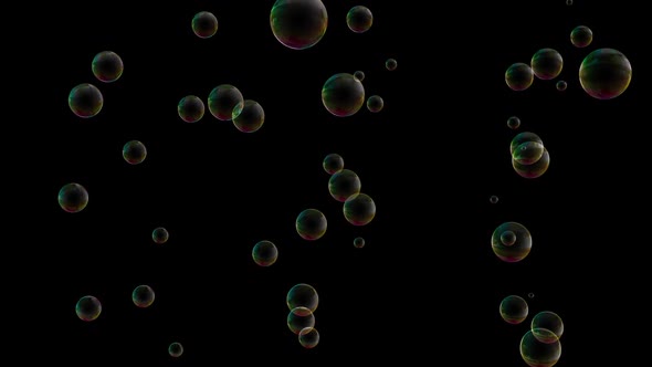 Floating Bubbles On Black Background