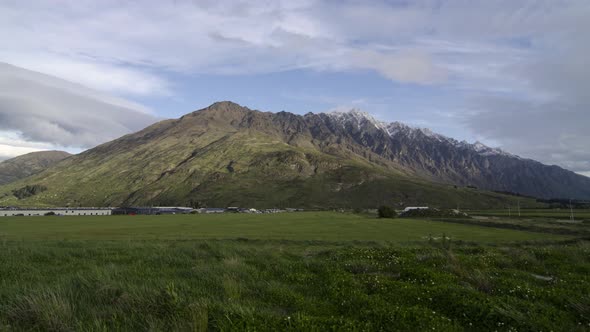 Timelapse The Remarkables hill in blue sunny day