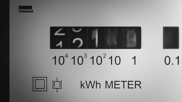Analog electricity meter showing household consumption in kilowatt hours.