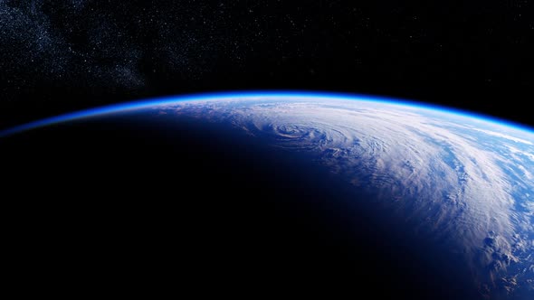 View of the planet Earth with large hurricane alt