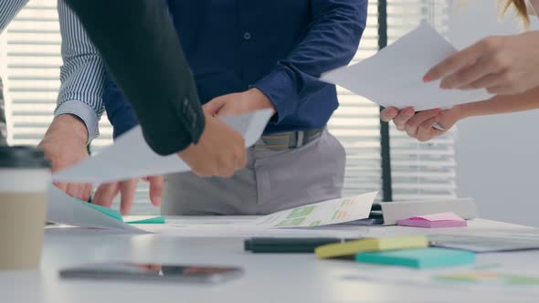 Close up hands group of businessman and woman people meeting in office.