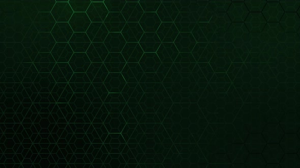 Hexagon Neon Glow Pattern Green 4K Loop