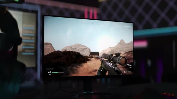 Sniper Player Eliminates Enemy Team In Online Shooter Combat Video Game alt