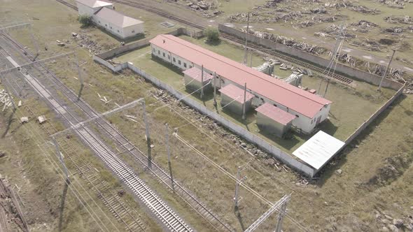 Aerial view of Traction substation of Ninotsminda railway station