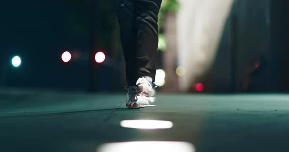 Close Up Woman Legs Walking Straight to Camera