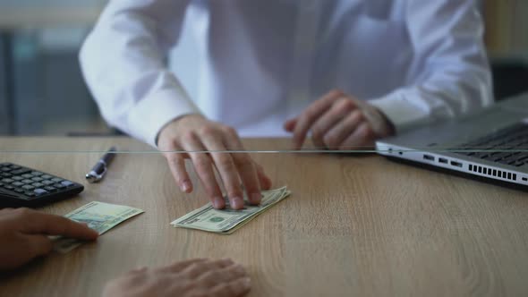 Man Exchanging Russian Rubles for Dollars, Currency Transaction, Changer Service