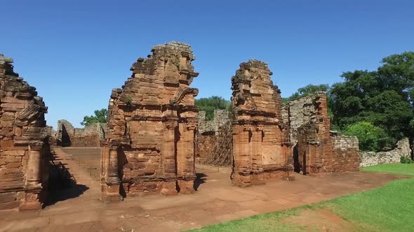 Aerial view Ruins of Jesuit Building, San Ignacio in Misiones (Argentina).