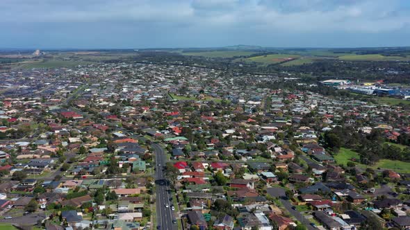 AERIAL Orbiting Waurn Ponds Suburb Of Geelong And Shopping Centres