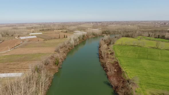 Aerial Green River and Fields 4K