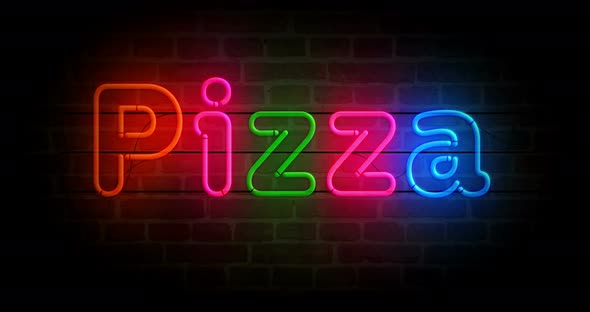 Pizza neon on brick wall loop alt
