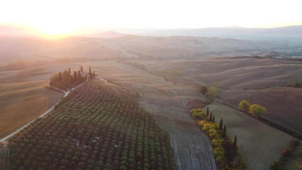 Val d'Orcia Valley Tuscany Aerial View