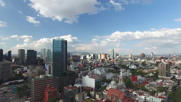 Aerial View of Mexico City, CDMX, on a Clear Day With Blue Sky