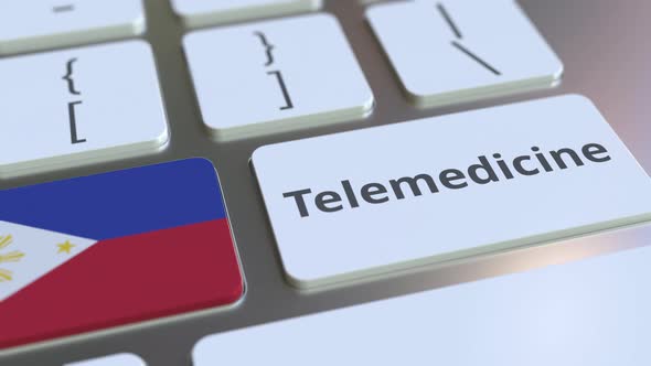 Telemedicine Text and Flag of the Philippines on Keyboard