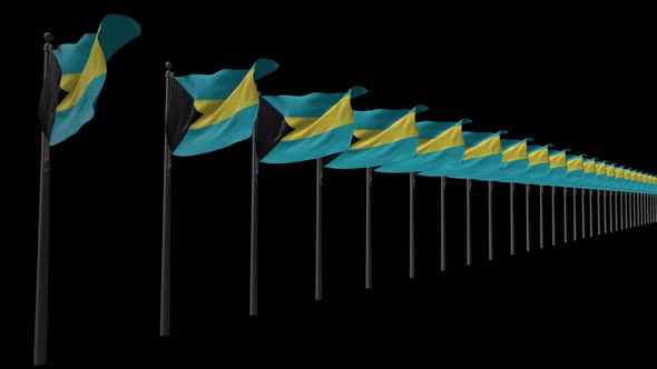 Row Of Bahamas Flags With Alpha 4K
