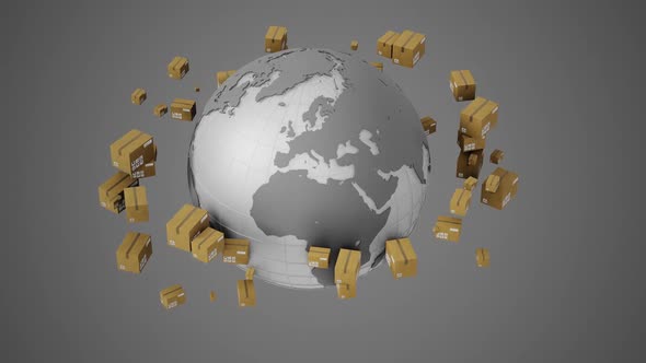 Global Parcel Delivery with Spinning Globe Animation