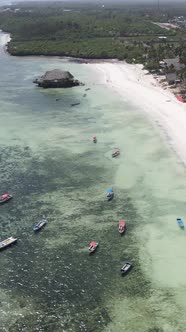 Vertical Video of the Ocean Near the Coast of Zanzibar Tanzania