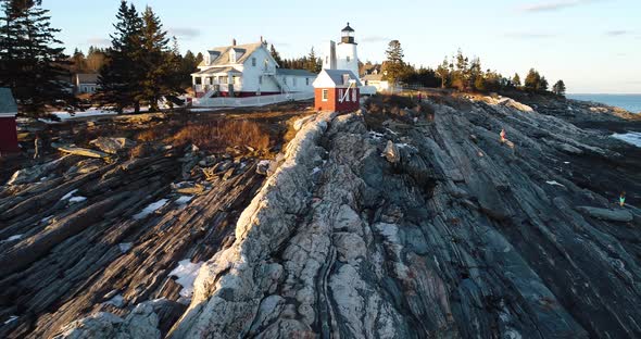 Zoom In with a 180” turn view of the Curtis island lighthouse Camden Maine USA