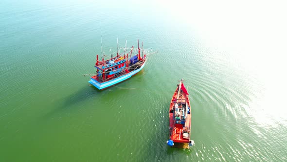 Fishing boats in the mangrove forest. Mangrove forests in the tropics of Thailand