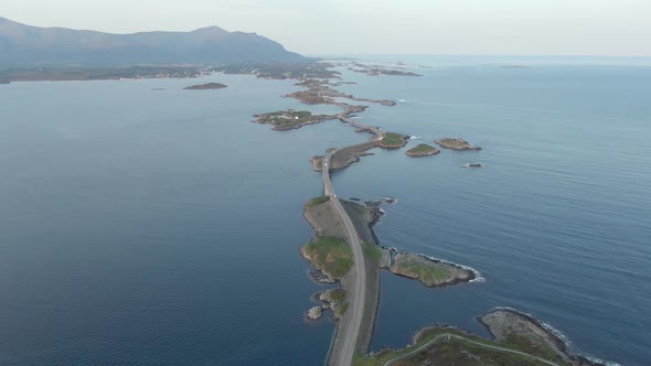 Aerial view of amazing Atlantic Ocean Road (Atlanterhavsveien) in Norway