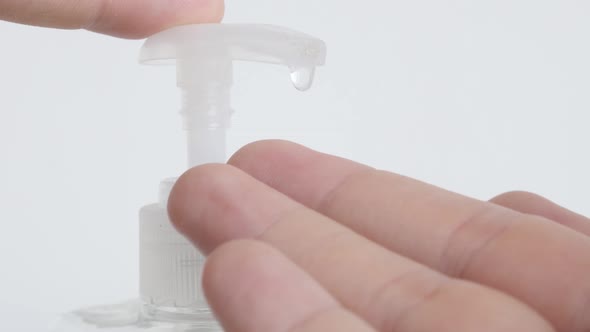 Pump of hand sanitizer gel close-up 4K footage