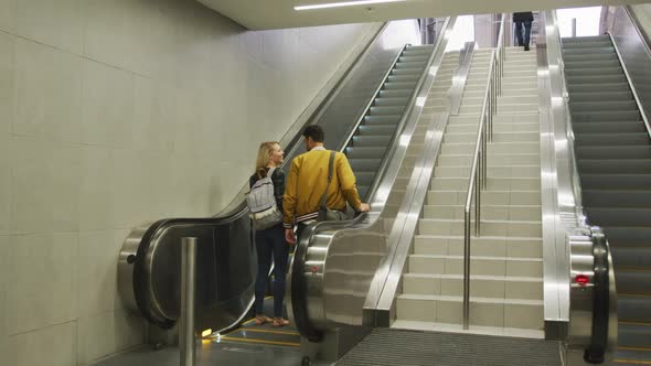 Rear view of Caucasian couple on the go during coronavirus pandemic