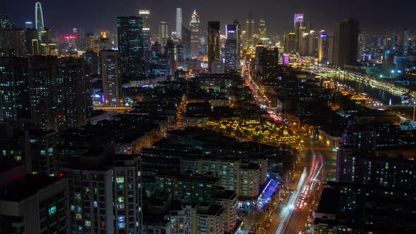 Heping District Roads in Tianjin Center in China Timelapse