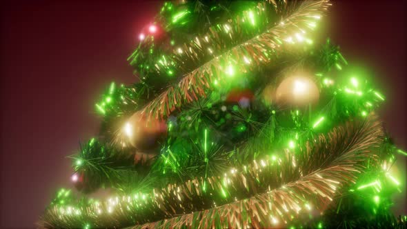 Joyful Studio Shot of a Christmas Tree with Colorful Lights