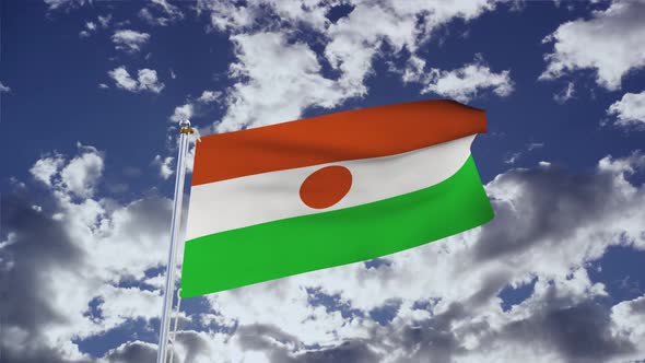 Niger Flag With Sky 4k