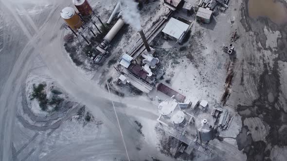 Aerial view of plant for the production of dry building mixtures.