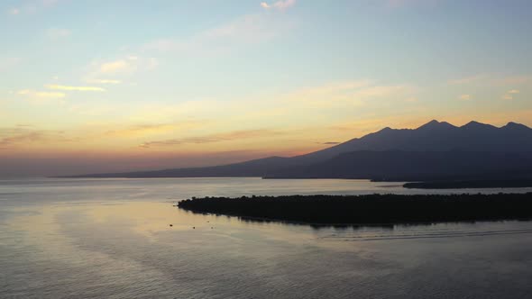 Aerial view sky of idyllic coast beach wildlife by blue sea and white sand background of a daytrip n