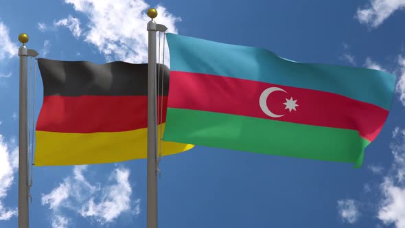 Germany Flag Vs Azerbaijan On Flagpole