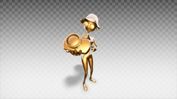 Golden 3D Woman - Cartoon Show Camera