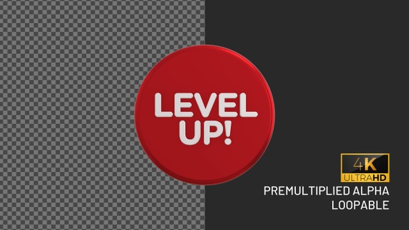 Level Up  Rotating Looping Badge with Alpha Channel