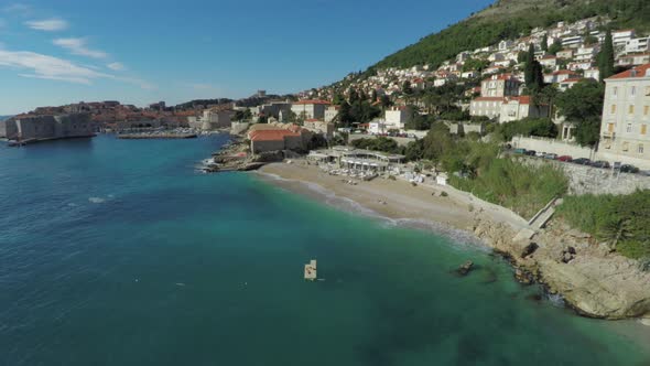 Aerial shot of Banje Beach and the old port