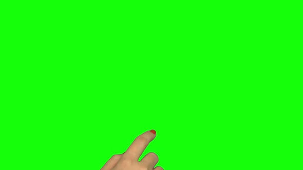 Isolated Shot of a Female Hand on a Green Screen Doing Touch Screen Gestures