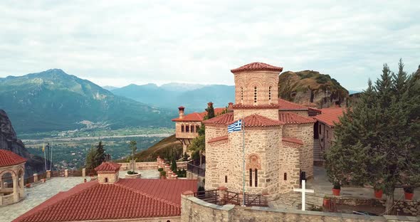 Aerial View Of The Mountains And Meteora Monasteries In Greece