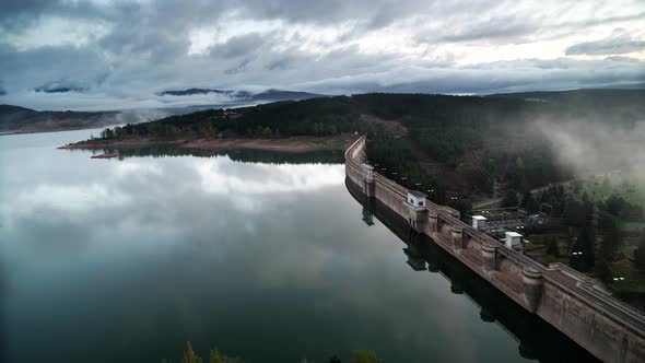 Dam On Embalse De Aguilar De Campoo, Spain.