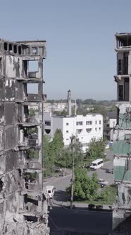 Vertical Video of a House Destroyed By the War in Ukraine