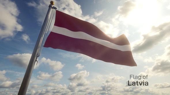 Latvia Flag on a Flagpole