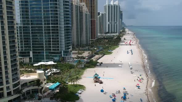 Aerial flying along Hotels with Beaches in Miami