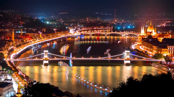 Danube Night Timelapse, Budapest, Hungary