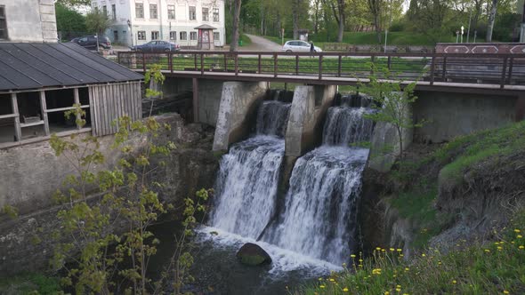 Aleksupites Waterfall in Kuldiga, Latvia 4K Video